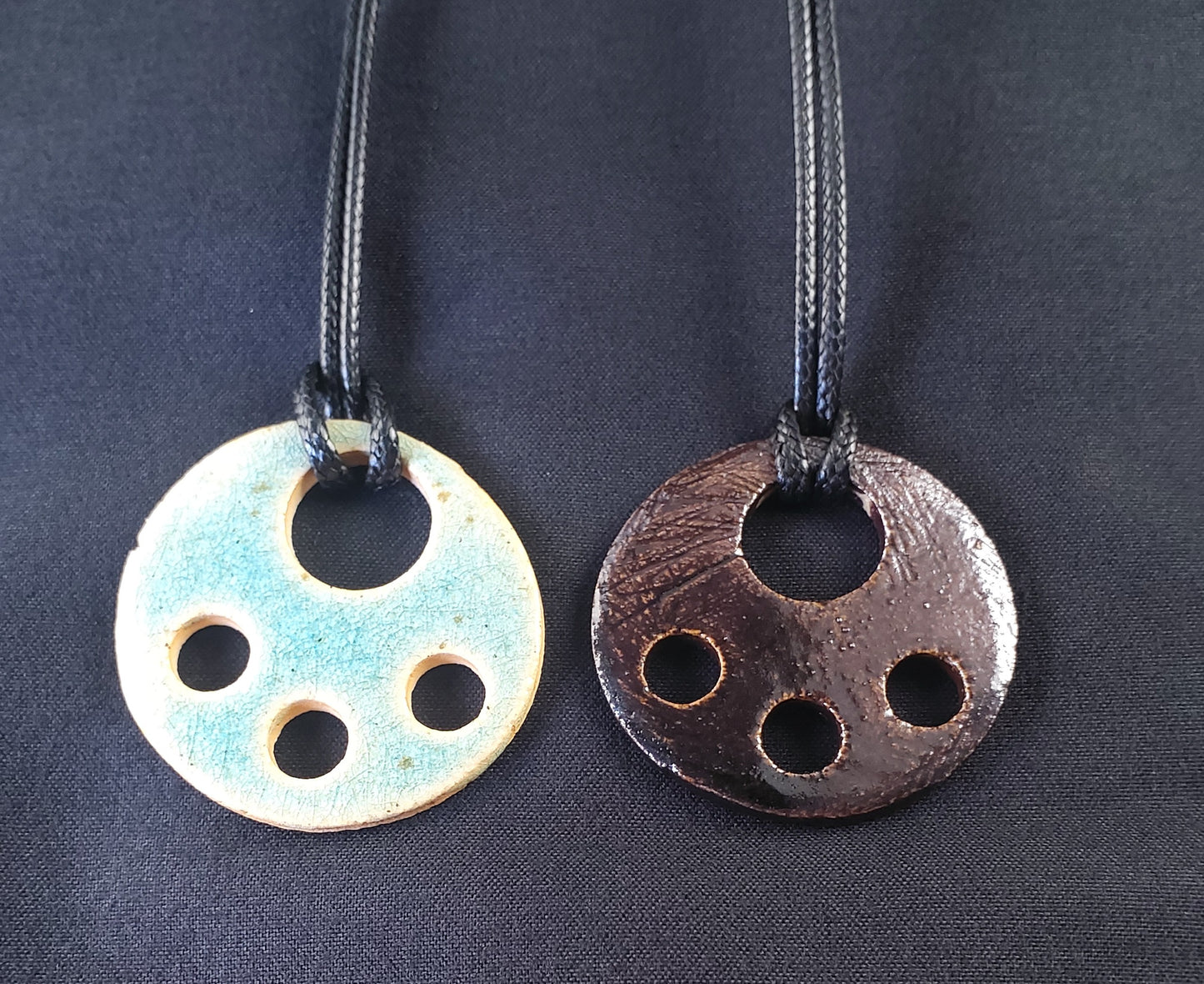 Ceramic Jewellery Pendant Set - Brown & Turquoise glaze