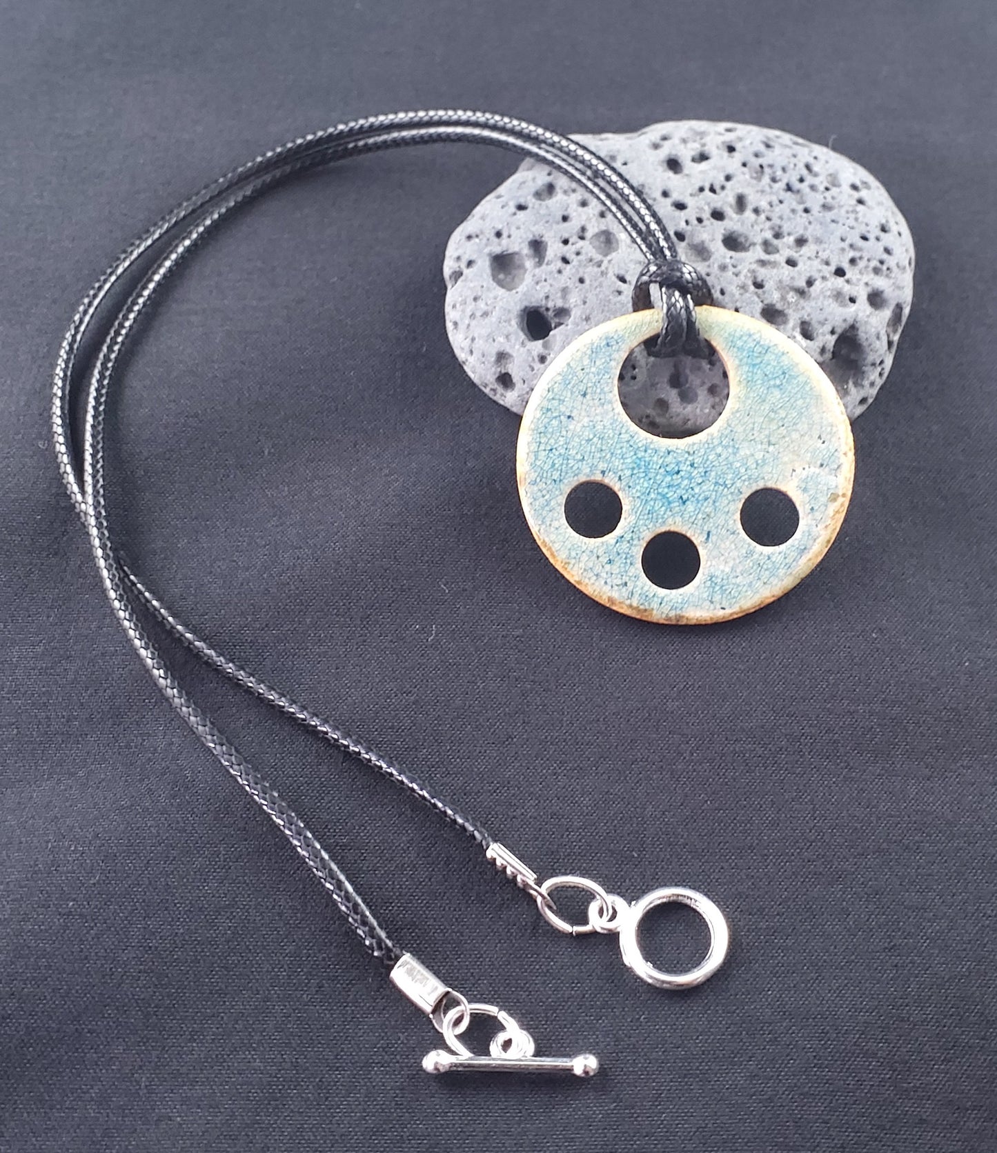 Ceramic Jewellery Pendant Set - Brown & Turquoise glaze