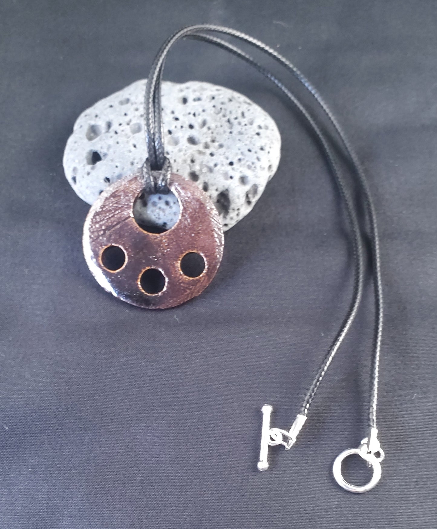 Ceramic Jewellery Pendant Set - Brown & Turquoise glaze