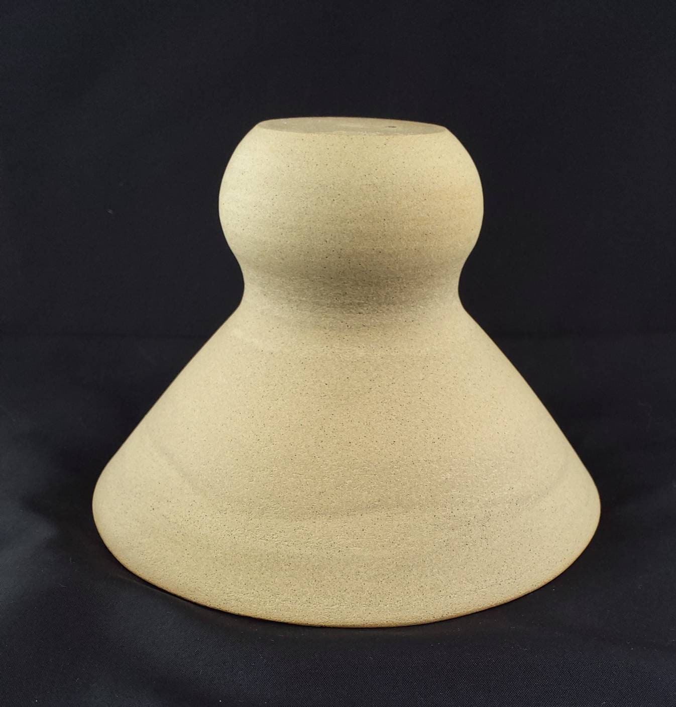 Self arranging posy vase - stoneware high gloss Black and White glaze inside raw clay outside